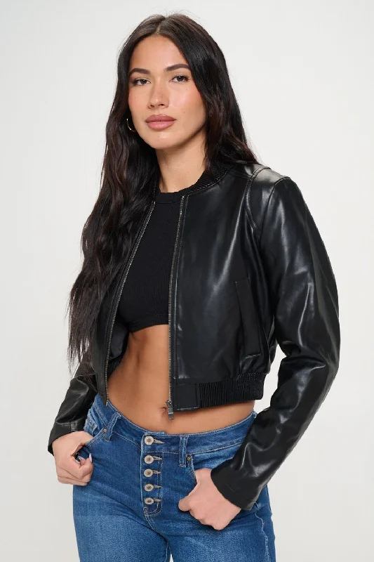 Coalition LA Zip Up Cropped Bomber JacketCroptoplightweight