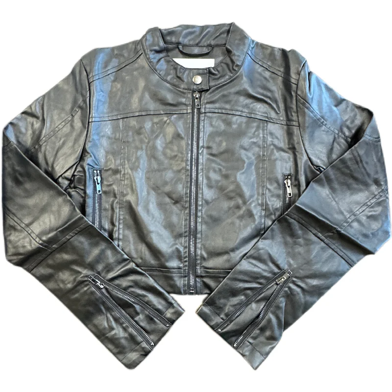 Vegan Leather Cropped Moto JacketCroptophem