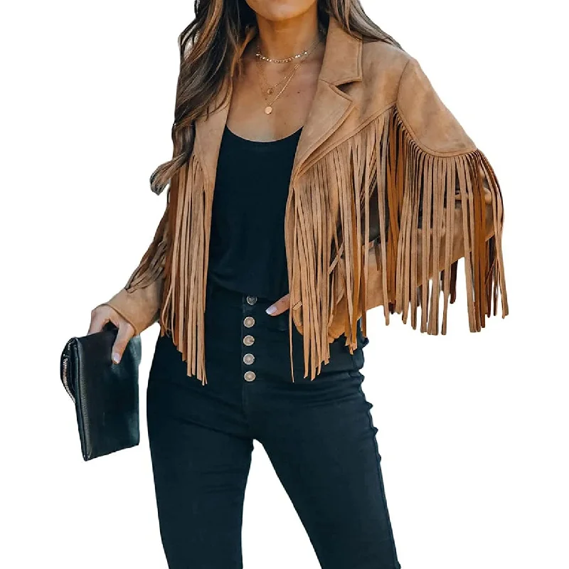 Women's Chic Cropped Tassel JacketCroptoptexture