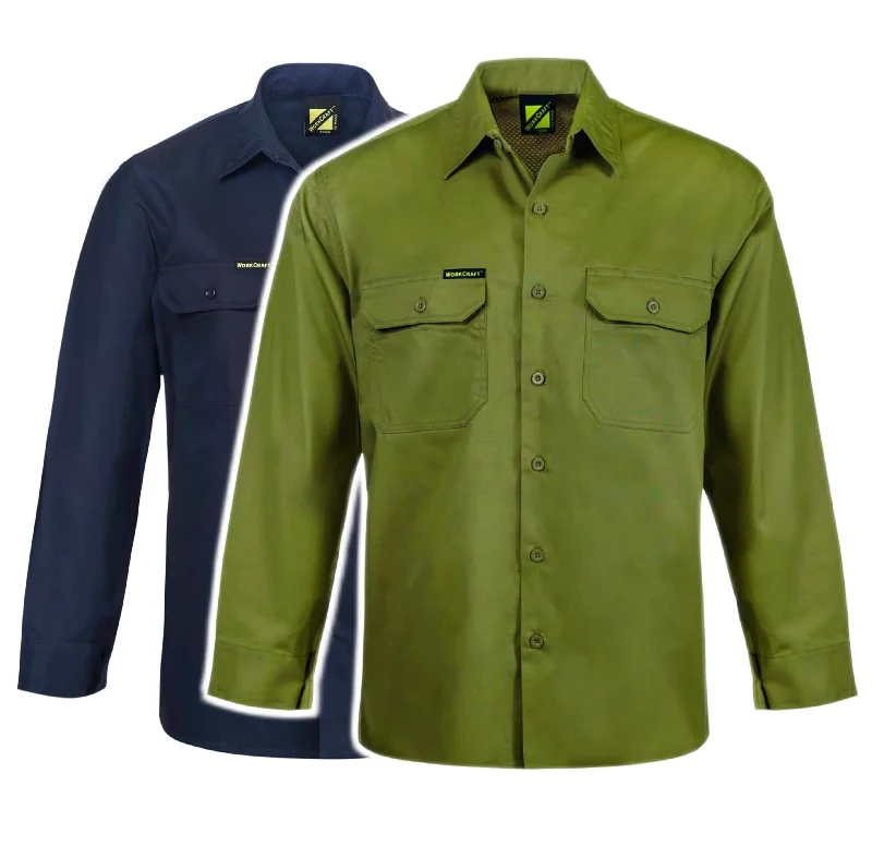 WS4011 LIGHTWEIGHT LONG SLEEVE VENTED COTTON DRILL SHIRTCollege Shirts