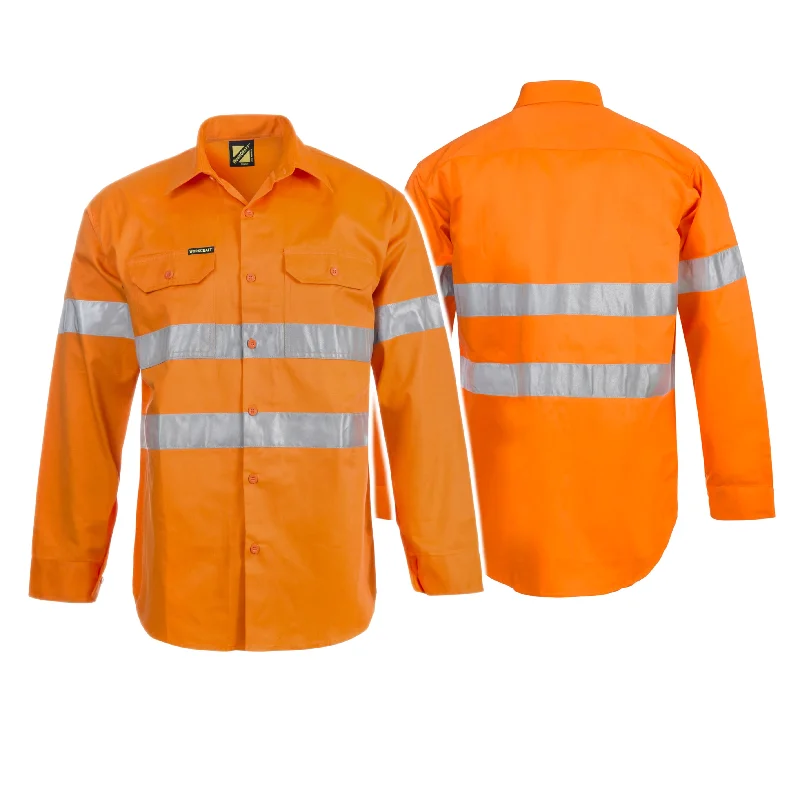 WS4002 HI VIS LONG SLEEVE REFLECTIVE COTTON DRILL SHIRTQuick-Dry Shirts