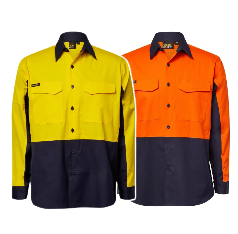 WS6066 HI VIS LONG SLEEVE VENTED RIPSTOP SHIRTSatin Shirts