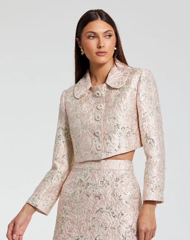 Pearl Button Brocade Cropped JacketCroptophistory