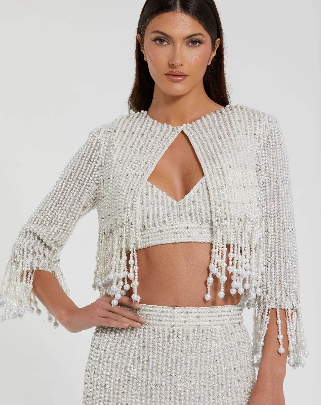 Pearl Beaded Cropped JacketCroptopunity