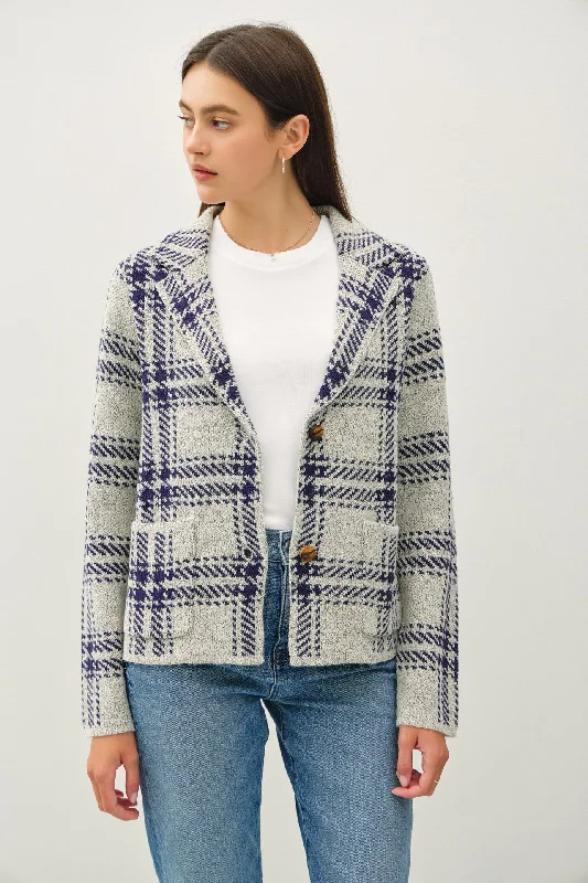 Running Point Cropped Plaid Sweater JacketCroptopcollector