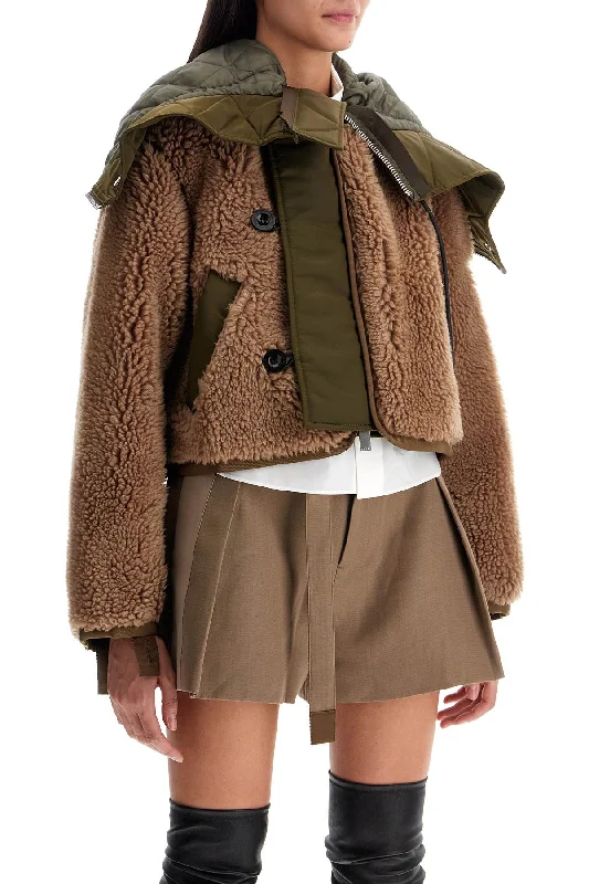 Sacai Cropped Fleece And Nylon JacketCroptopaumented