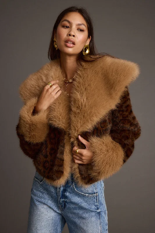 Wild Heart Leopard Faux Fur Cropped JacketCroptoptimeless