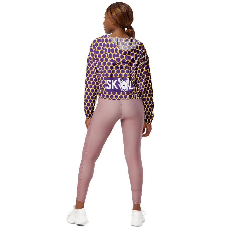 Women’s Cropped Windbreaker - Purple/Gold Hex - The OriginalCroptopchic