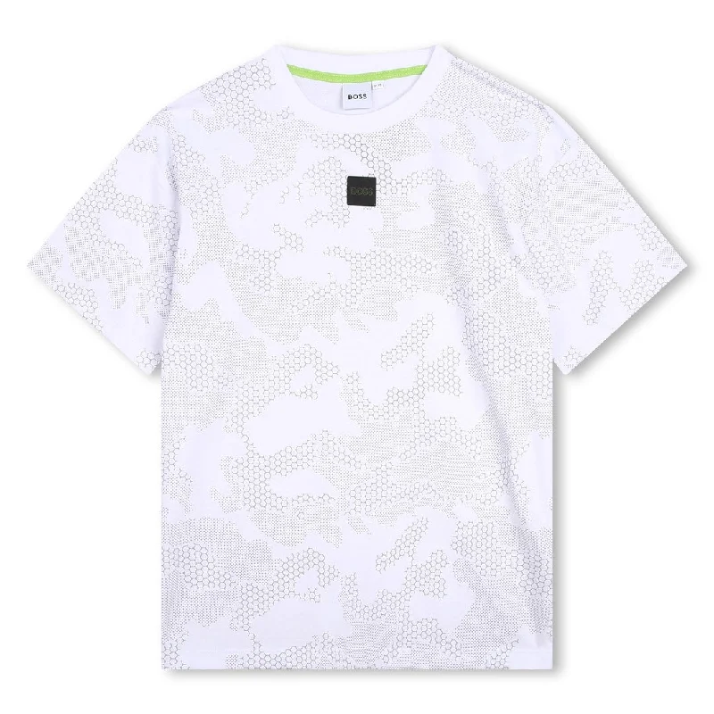 White Reflective Camouflage Print T-ShirtLinen Tee