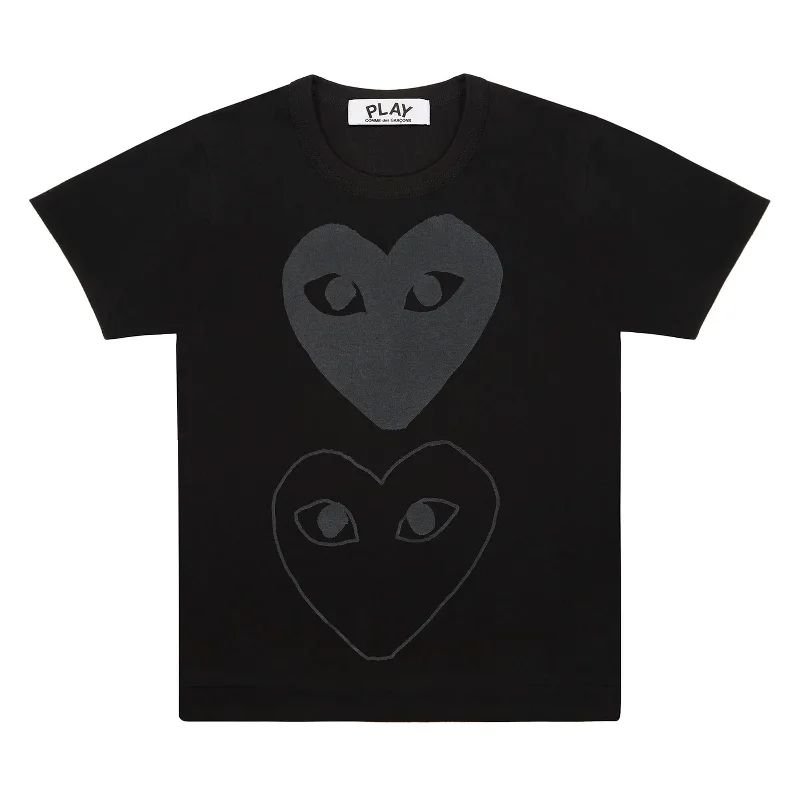 Black Double Vertical Heart T-ShirtSlimming Tee