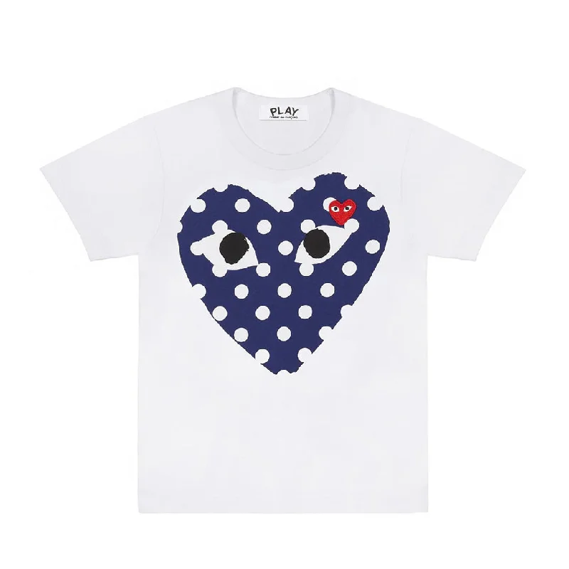 White Blue Dotted Double Hearts T-ShirtSleeveless Tee