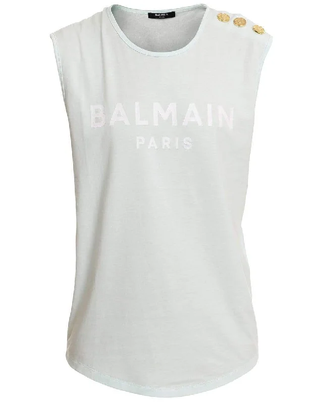 Flocked Balmain Logo Cotton T-ShirtLounge Tee