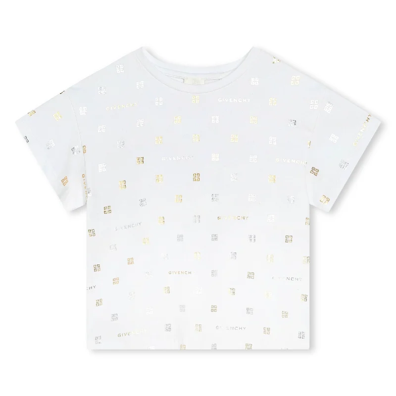 White All Over Logo Print T-ShirtTied Tee