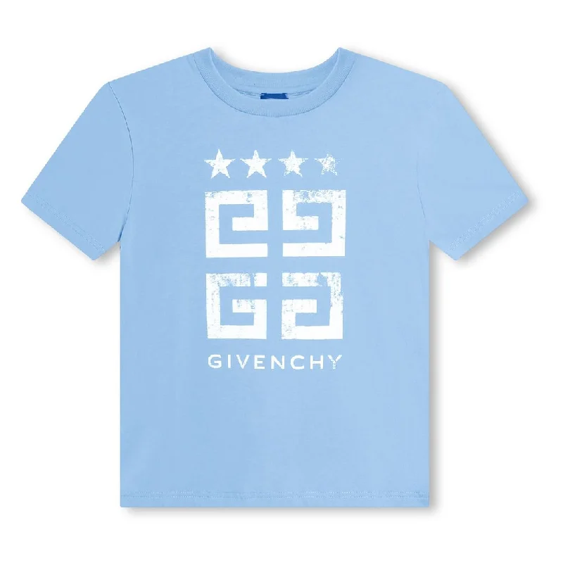 Blue Logo Print Cotton T-ShirtSporty Tee