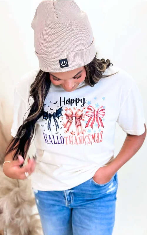 Happy Hallo-thanks-mas Garment Dyed Graphic T-shirt - - FINAL SALESilk Tee