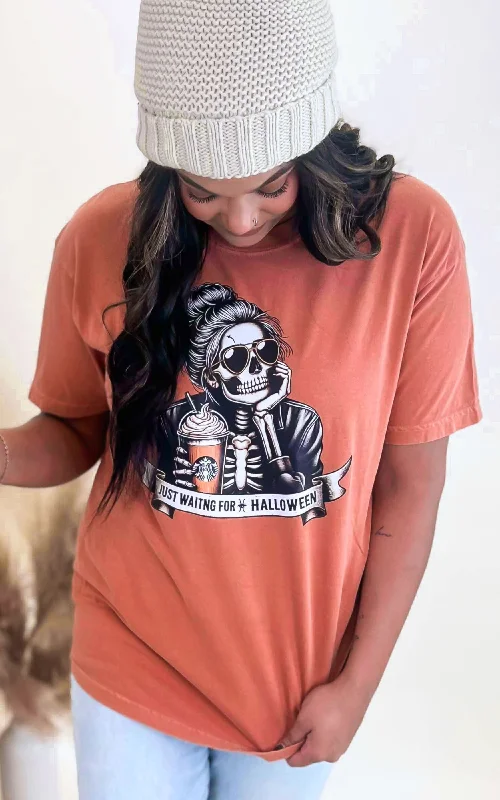 Just a Girl Waiting for Halloween Garment Dyed Graphic T-shirt - Final SaleNew Arrival Tee