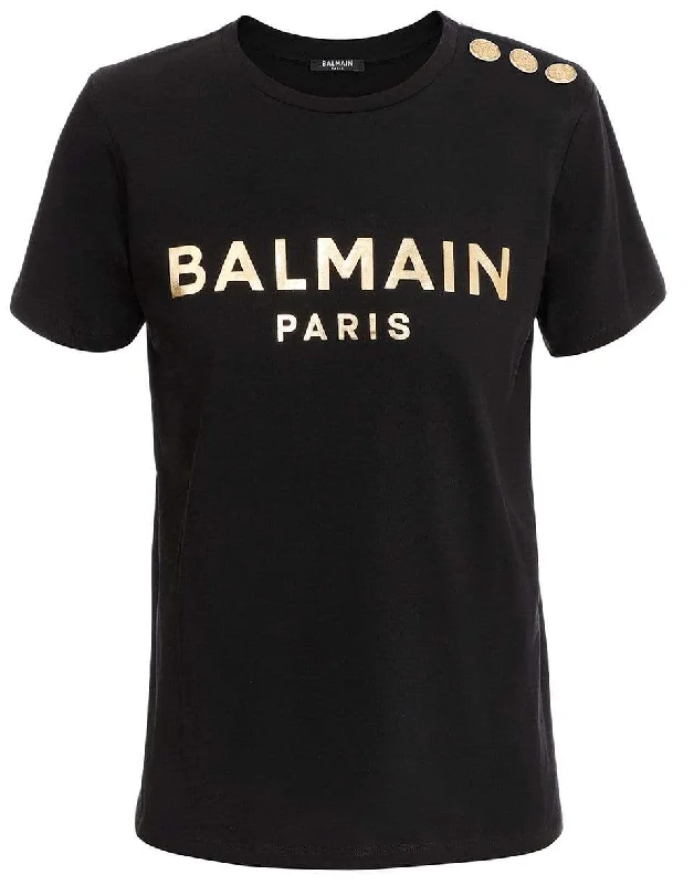 Metallic Balmain Logo Black T-ShirtIndependent Brand Tee