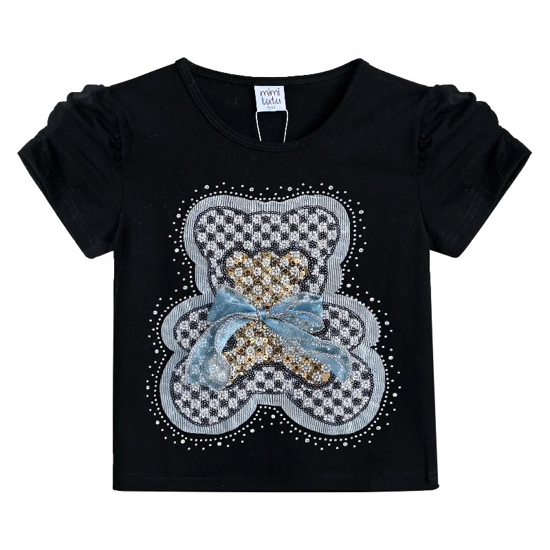 Black Bear Applique T-ShirtLettered Tee