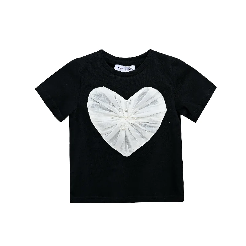 Black Pearl Heart Applique T-ShirtTall-Friendly Tee