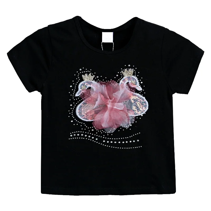 Black Swan Applique T-ShirtSolid Tee