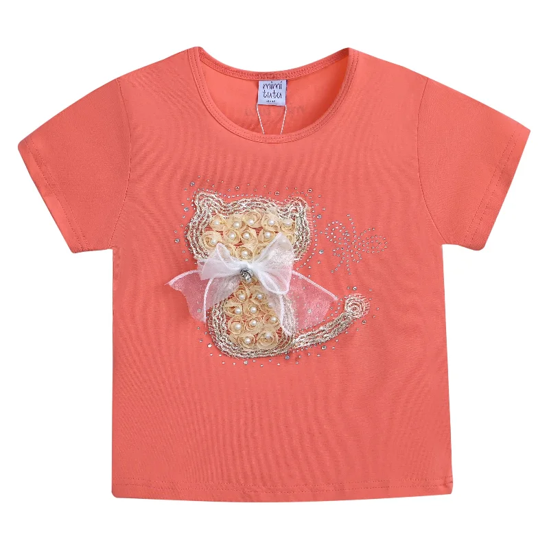 Orange Cat Applique T-ShirtLightweight Tee