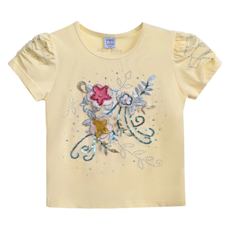 Yellow Flowers Applique T-ShirtTie-Dye Tee