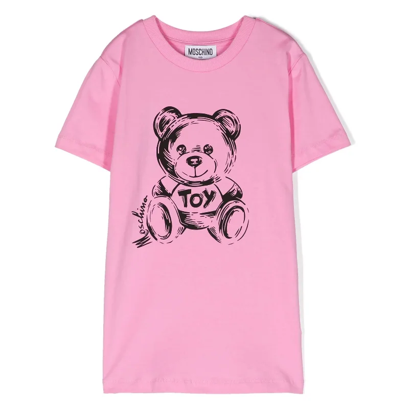 Pink Teddy Bear Logo T-ShirtHigh-Neck Tee