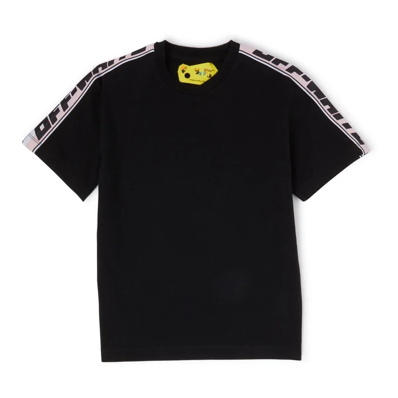 Black Logo Stripes T-ShirtPolyester Tee