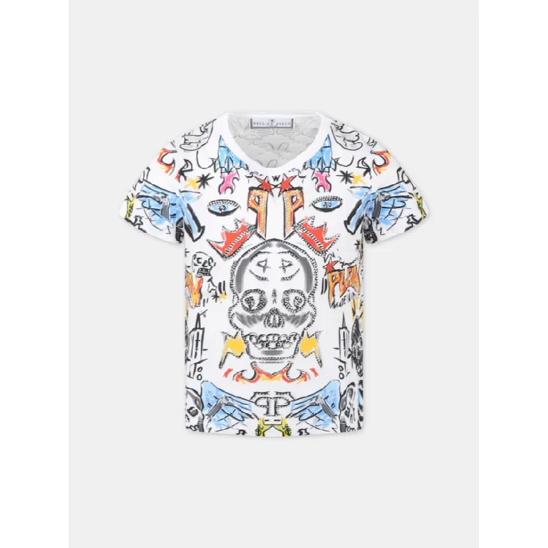 White Graphic Print T-ShirtTummy-Control Tee