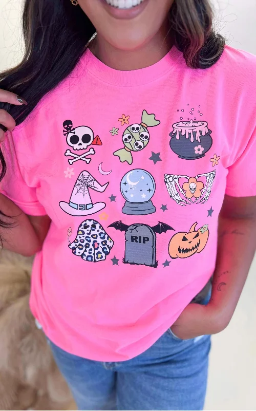 Hot Pink Halloween Garment Dyed Graphic T-shirt - FINAL SALEGraphic Tee