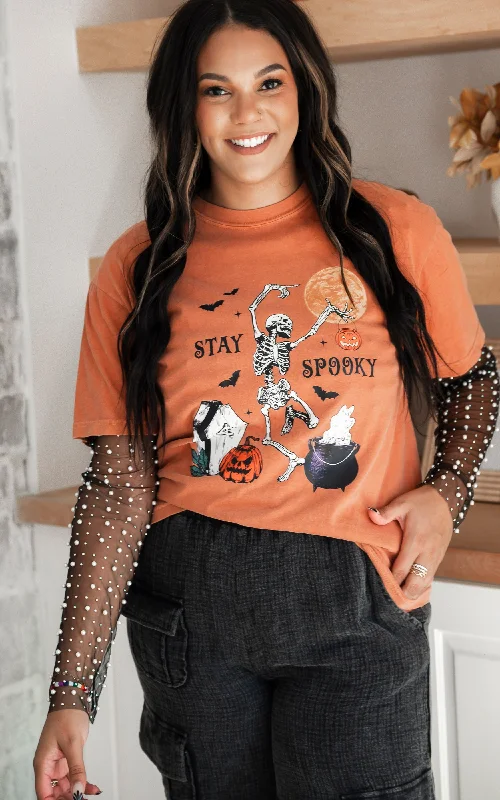 Stay Spooky Garment Dyed Graphic T-shirt - Orange - FINAL SALELimited Edition Tee