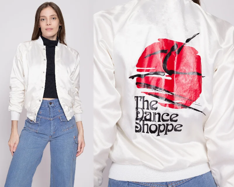 80s The Dance Shoppe Cropped Satin Varsity Jacket - Petite XSCroptopsweater