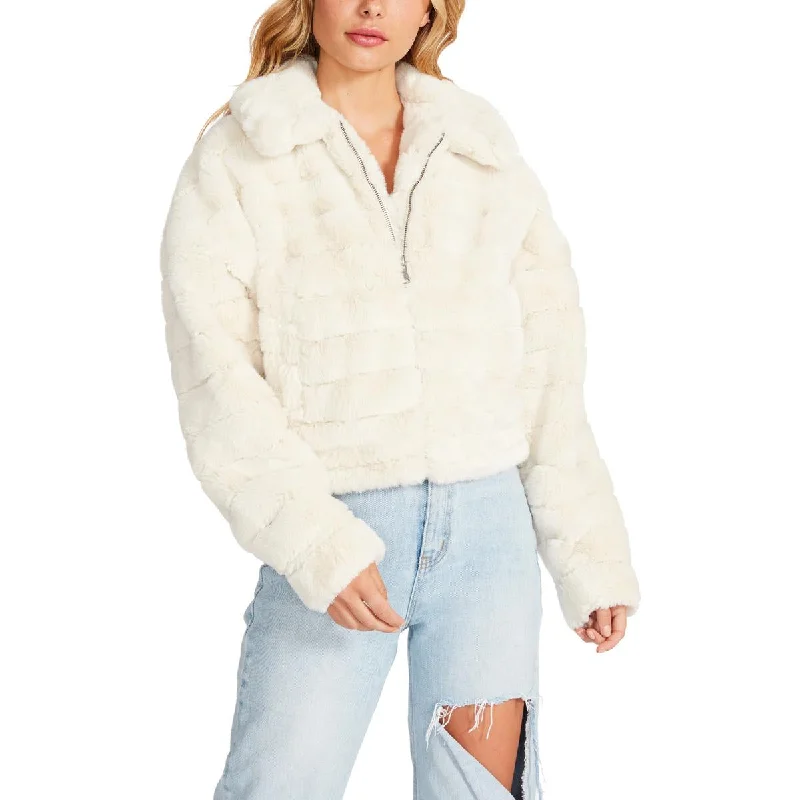 Just Fuzz Womens Crop Cropped Faux Fur CoatCroptopscene