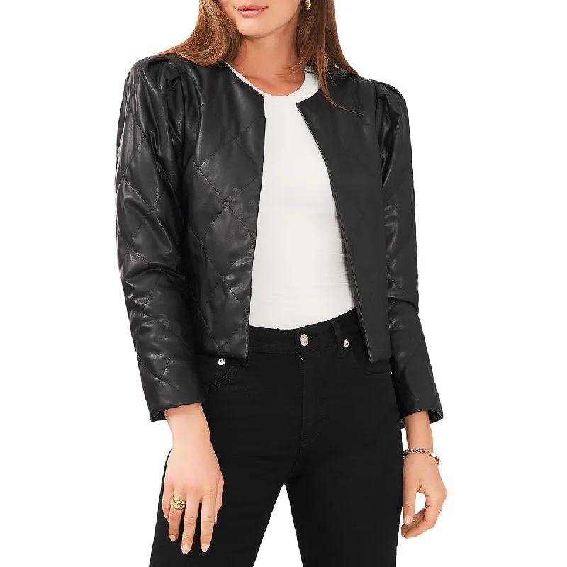 Womens Faux Leather Cropped Quilted CoatCroptoptrendsetter