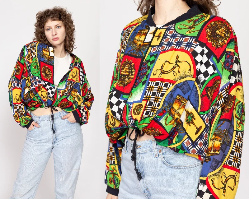 One Size 80s Baroque Print Cropped Bomber JacketCroptoppride