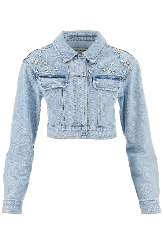 Self Portrait Women's Cropped blue Jacket For WomenCroptoptexture