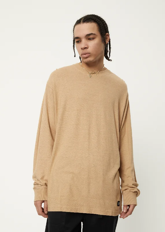 AFENDS Mens Essential - Long Sleeve Tee - Tan