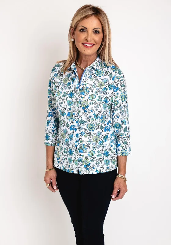 Erfo Long Sleeve Floral Print Blouse, Multi