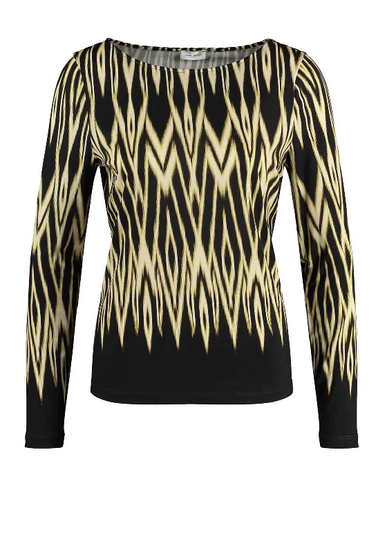 Gerry Weber Printed Jersey Long Sleeve Top, Black