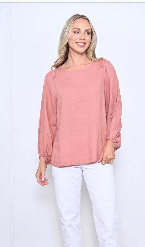 ANDREA LONG SLEEVE LINEN TOP