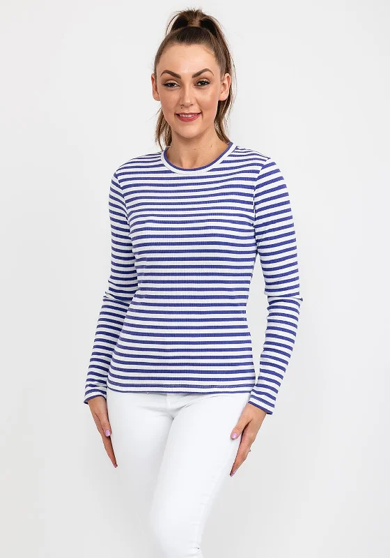 b.young Long Sleeve Stripe Knit Top, Purple