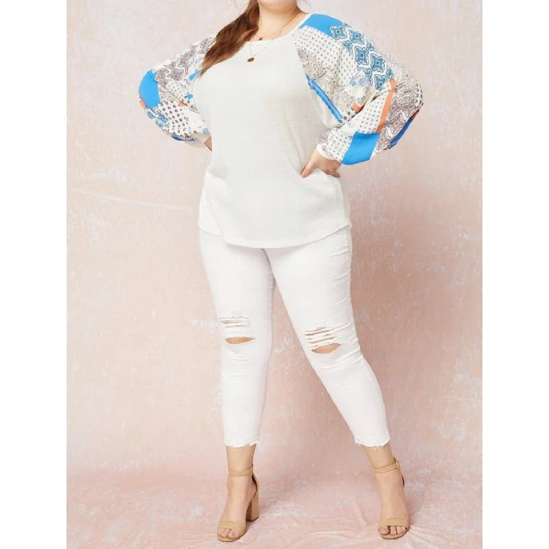 Entro - Mixed Print Long Sleeve Plus Top