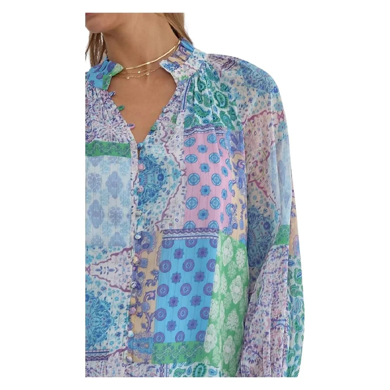 Entro - Patchwork Print Long Sleeve Blouse