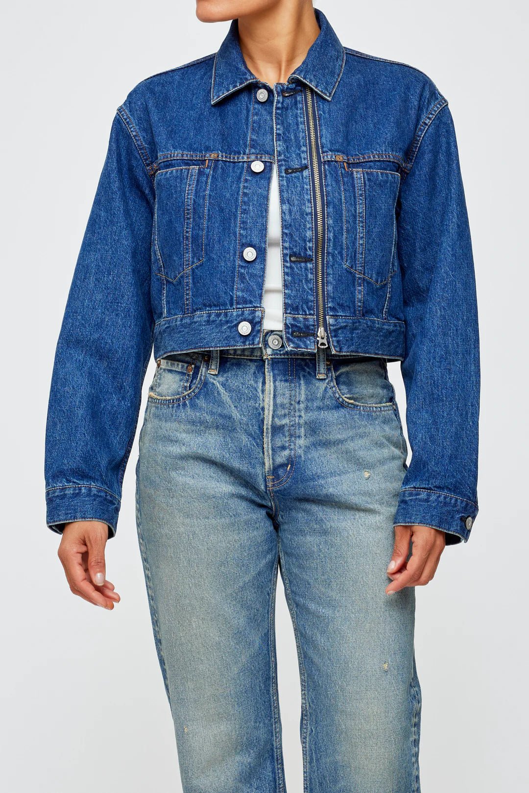 Moussy - Blue Enclave Zip Cropped JacketCroptopchic