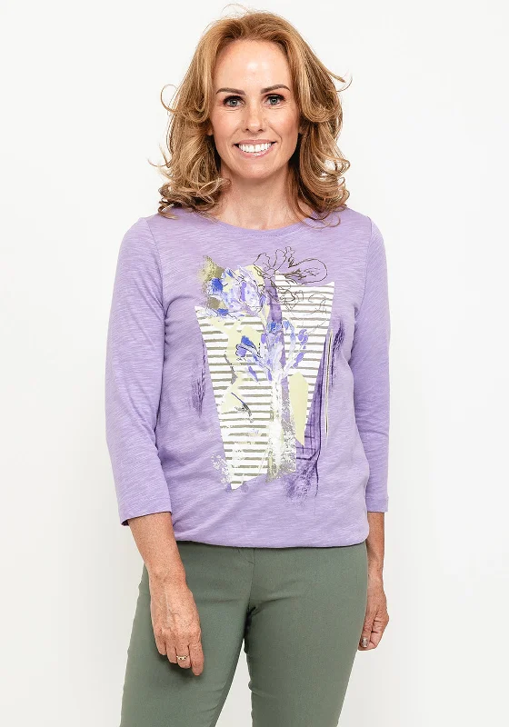 Rabe Floral Graphic Long Sleeve Top, Purple