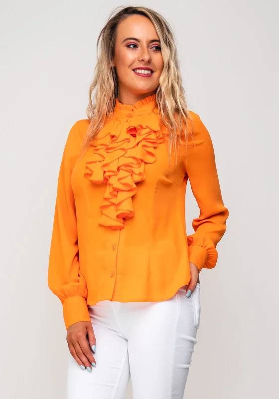 Seventy1 Ruffle Long Sleeve Blouse, Orange