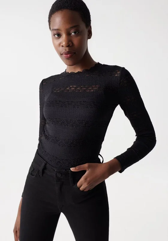 Salsa Long Sleeve Lace Top, Black