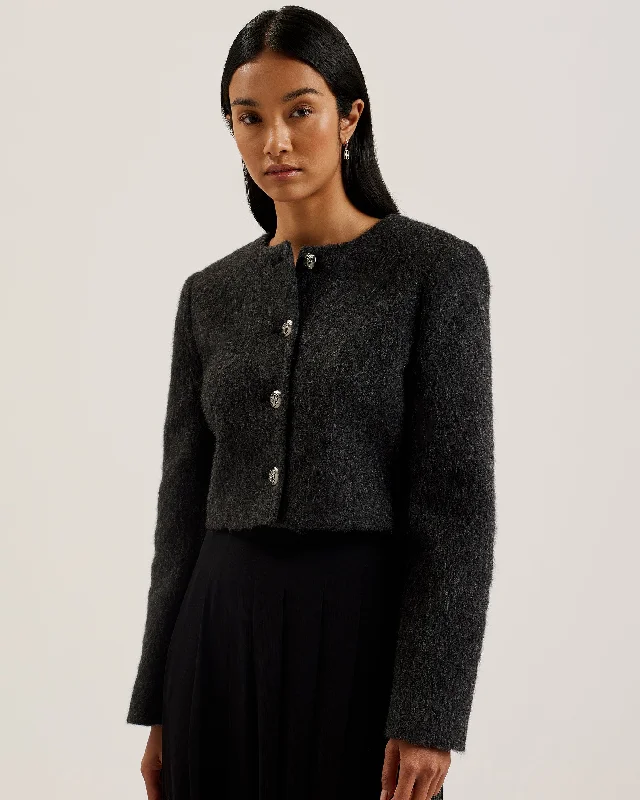 Astelia Cropped Brushed Wool Jacket BlackCroptoppattern