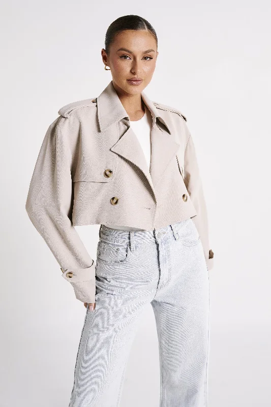 Palmer Cropped Trench Coat - BoneCroptopsleeve