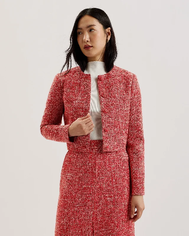 Sumi Cropped Boucle Fitted Jacket RedCroptopcotton